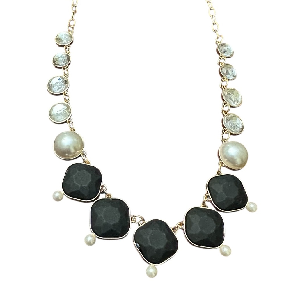 Isaac Mizrahi‎ pearl, black, and rhinestone necklace NWT